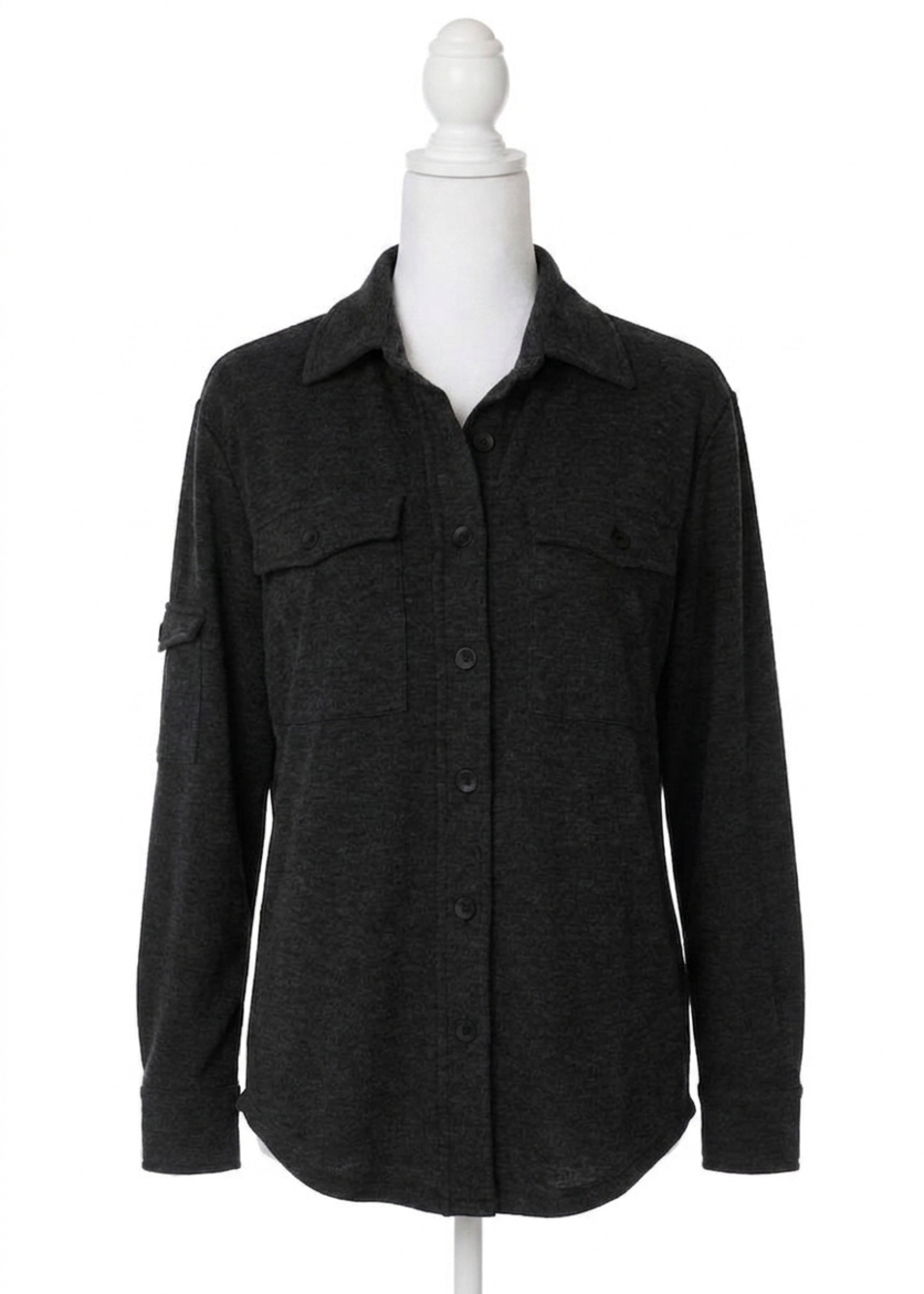 NEW BOBI pocket button front shirt in muted black